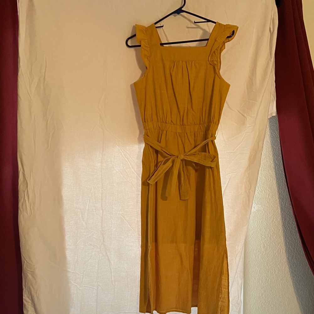 Universal Thread Yellow Midi Dress with Ruffle Straps